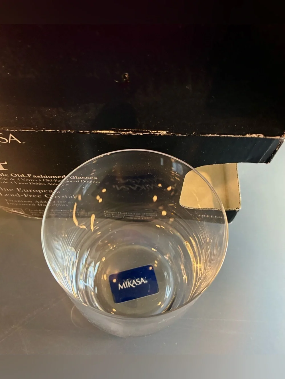 NIB Mikasa Trellis Double Old-Fashioned Glasses, 12.5 fl oz; Lead-Free Crystal